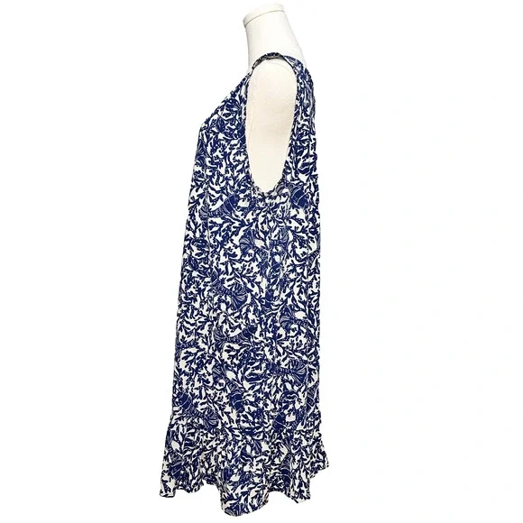 Lilly Pulitzer Blue White Pima Cotton Lobster Print Flounce Dress XXL Pockets - Picture 4 of 8